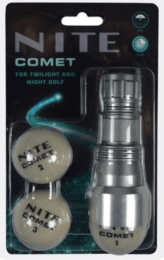 Nite Comet - Selvlysende Golfballer - Med Lampe i gruppen Golfhandelen / Golfballer  / Nye Golfballer hos Golfhandelen Ltd (Nite-Comet-Flashlight-set)
