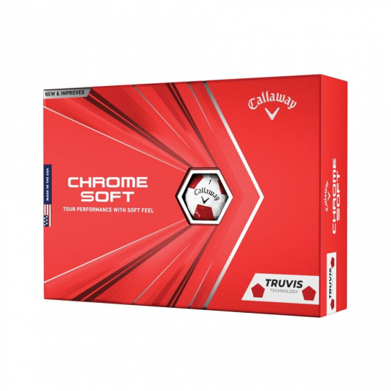 Callaway Chrome Soft Truvis - Hvit/Rød - 12 Golfballer i gruppen Golfhandelen / Golfballer  / Nye Golfballer hos Golfhandelen Ltd (Truvishvitred)